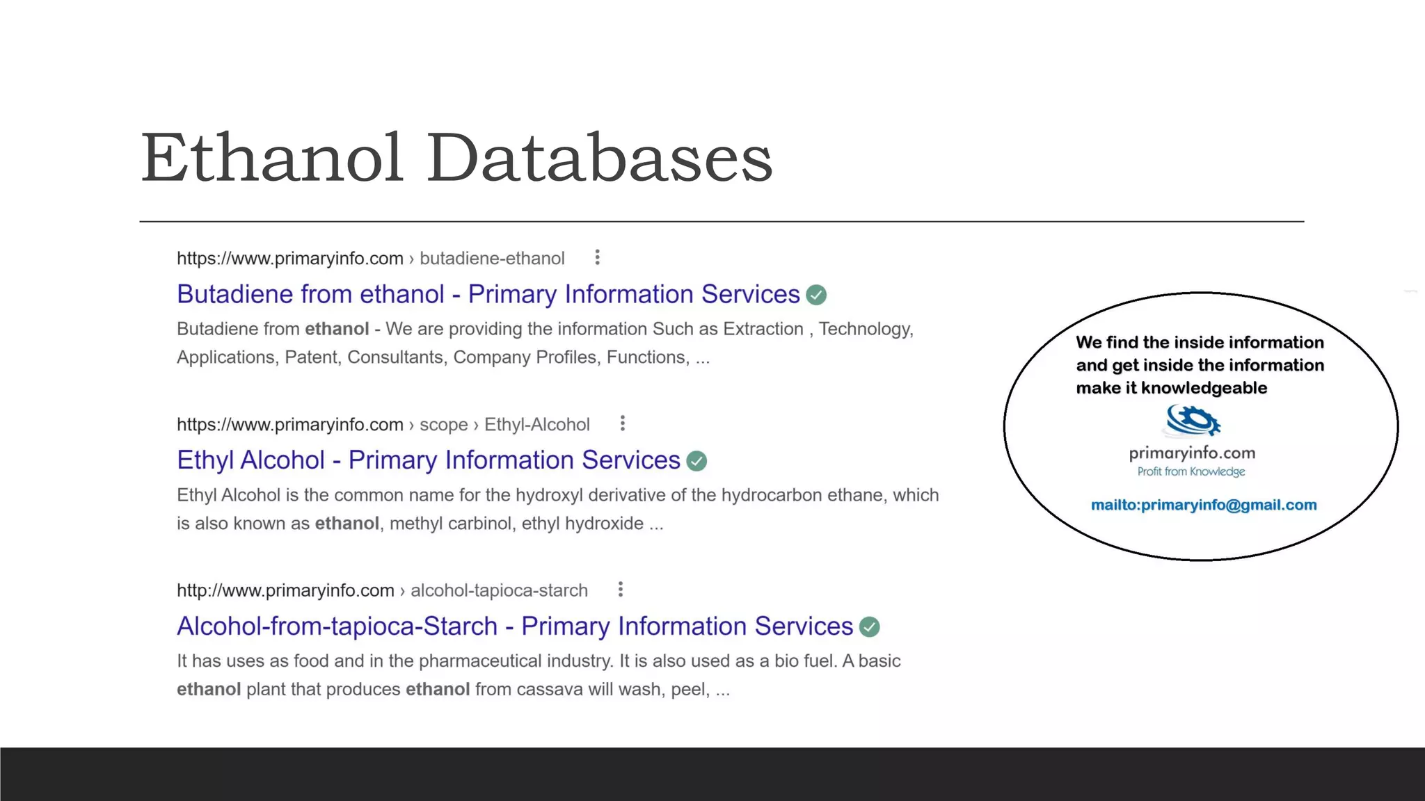 Ethanol Databases