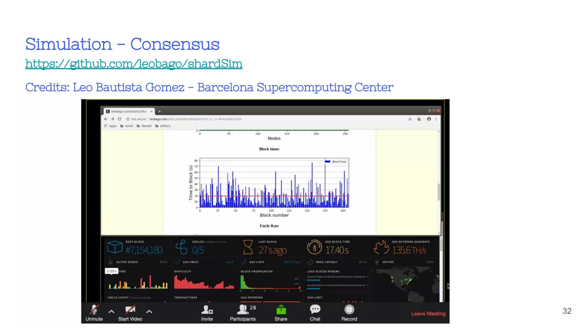 Simulation - Consensus
https://github.com/leobago/shardSim
Credits: Leo Bautista Gomez - Barcelona Supercomputing Center
32
 