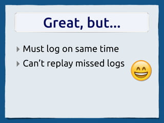 SocialCalcActivity.py
                                      Gecko/XPCOM
                                     SocialCalc.js
                                        XoCom.js

              set A1 value n 42         XoCom.py

                                      D-Bus + Telepathy

Manusheel
  Gupta




Vijit Singh
 
