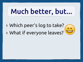 New Features
✓ Fetch logs on join
✓ Reconnection recovery
 