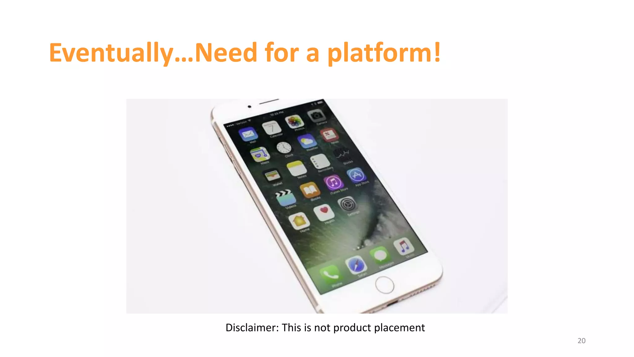 Eventually…Need for a platform!
20
Disclaimer: This is not product placement
 