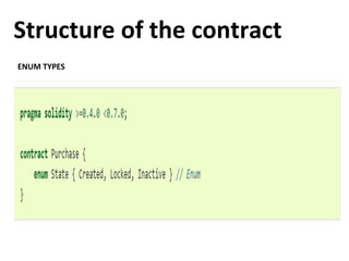 Structure of the contract
ENUM TYPES
 