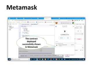 Metamask
The contract
deployed
successfully shown
in Metamask
 