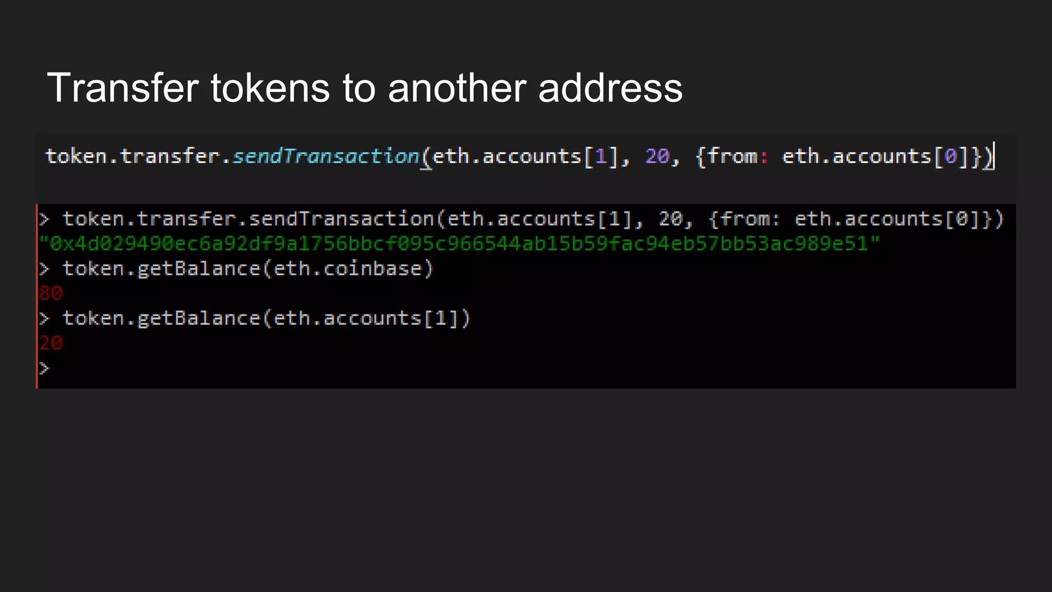 Transfer tokens to another address
 