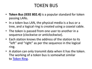Token Bus Network Ethernet Data link layer Local area network | PPTX