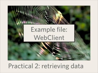 Example file:
         WebClient



Practical 2: retrieving data
 