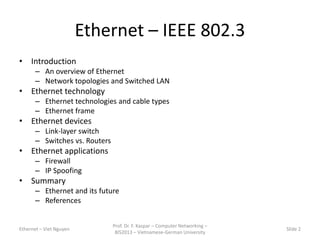 Ethernet - Networking presentation | PPTX