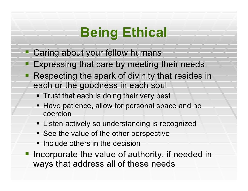 Being Ethical Caring about