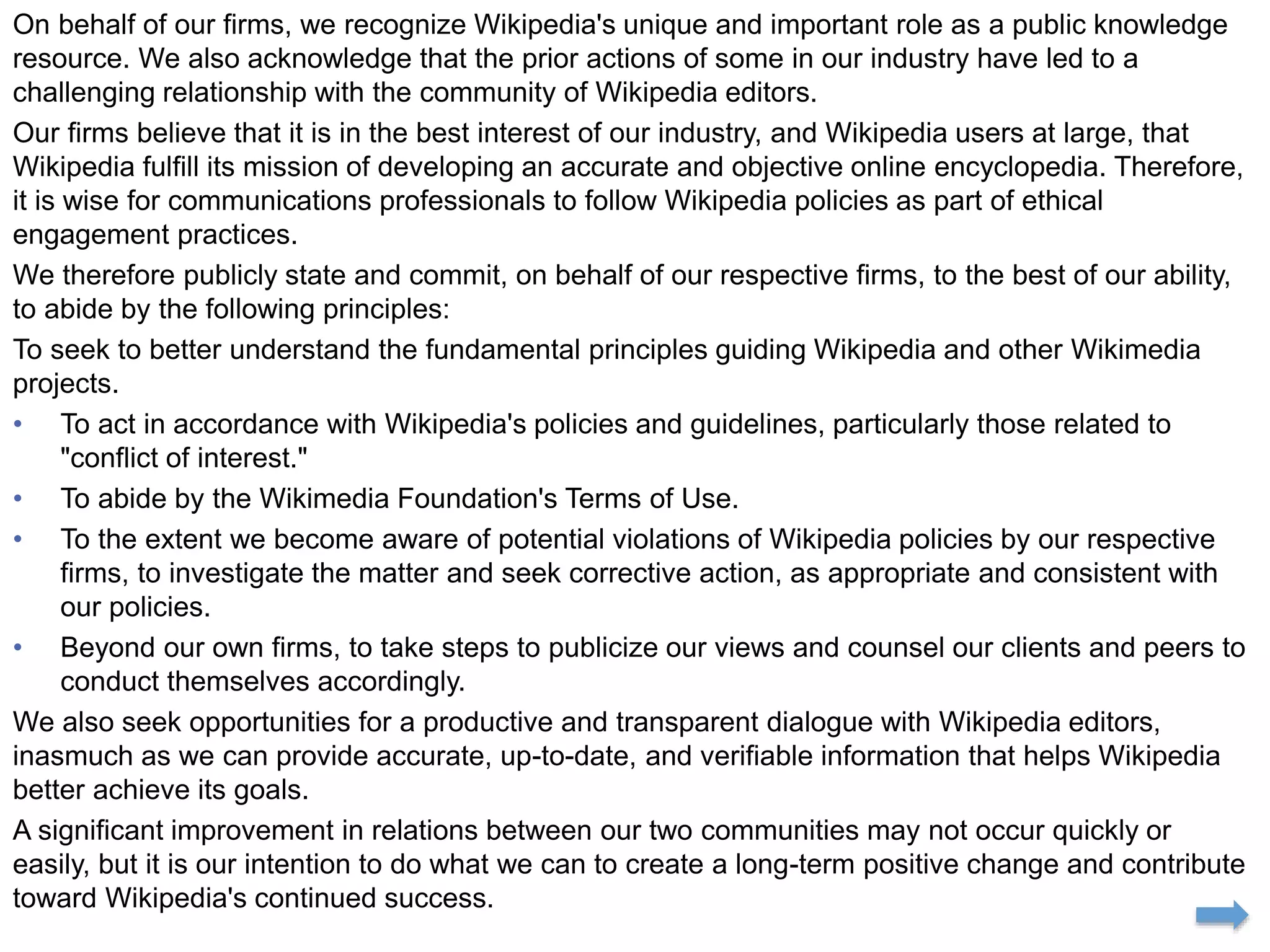 Looking At Other Sectors
22
“Top PR Firms Promise
They Won't Edit
Clients' Wikipedia
Entries on the Sly”:
• Can the research
sector learn from
this?
If so, who would do
this:
• Individual unis?
• Groups of unis?
• Uni/research
bodies?
 