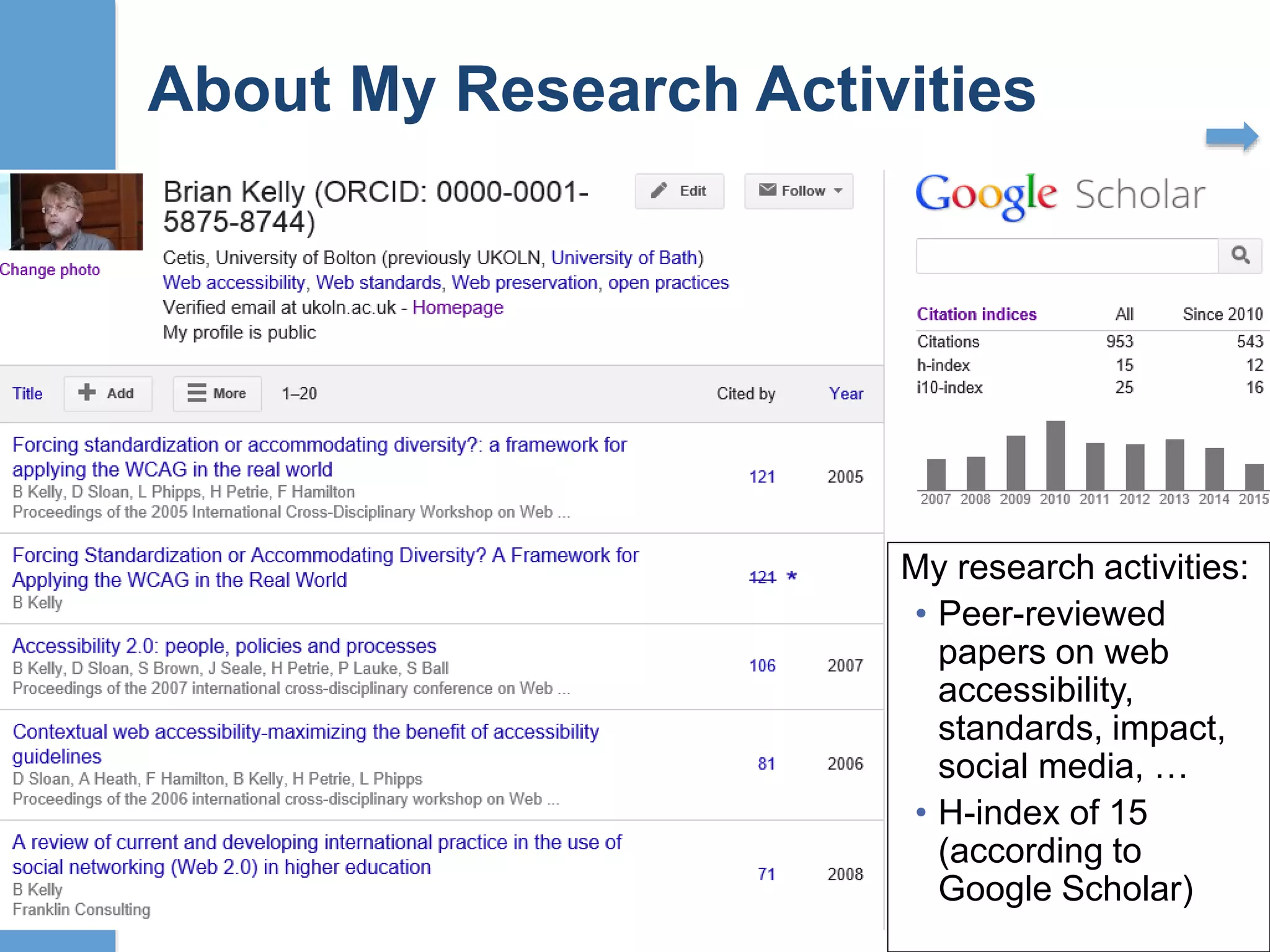 About You
Who is (hands-up for all relevant options):
1. Researcher
2. Wikipedian
3. Software developer
4. Science communicator / advocate / trainer /
journalist
5. Policy maker
6. Other
I am all 1, 2 and 4 but mainly communicator/advocate/…
Talk focuses on policy on advice/training implications for
researchers
6
Introduction
 