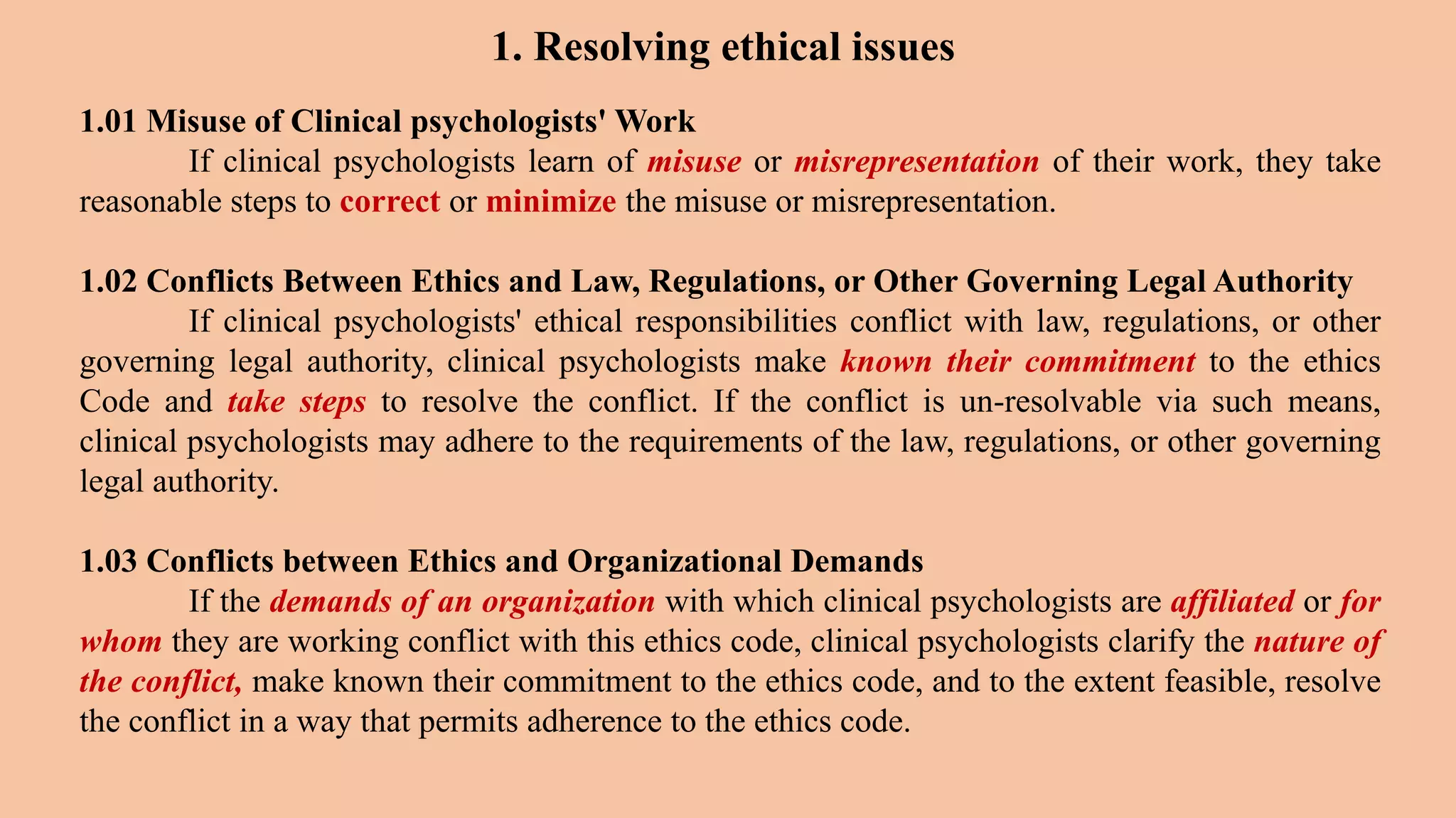 Ethical and legal issues in clinical psychology (according to ethics ...