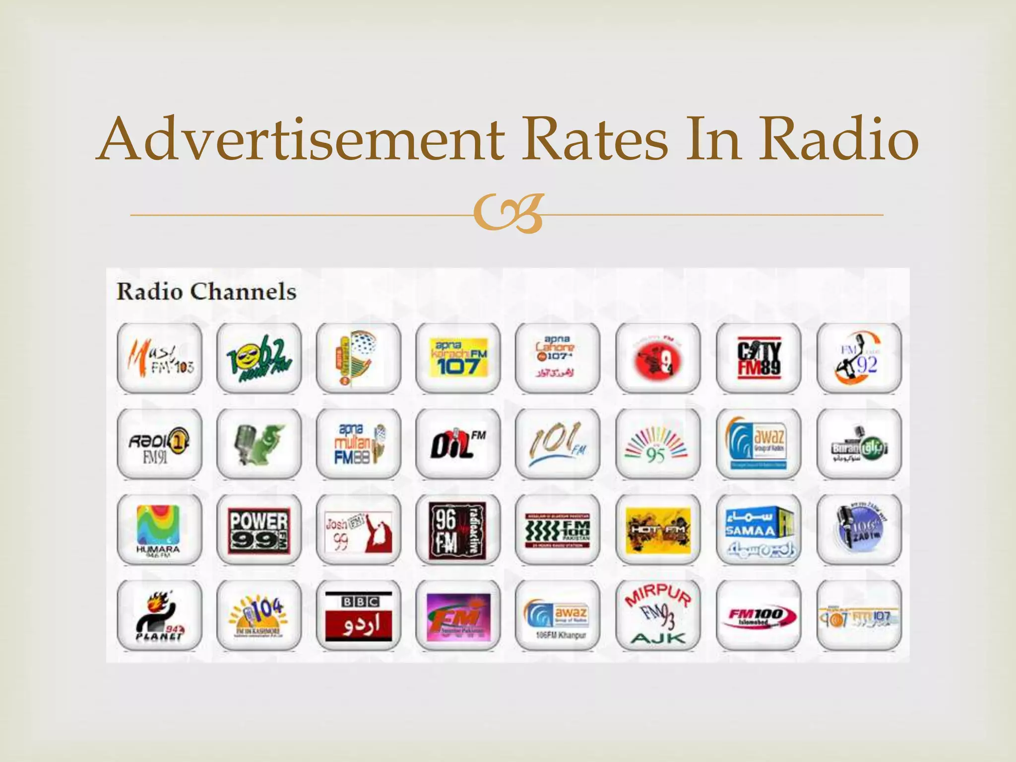 
Advertisement Rates In Radio
 