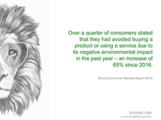SLEEPING LION
a more thoughtful approach
Over a quarter of consumers stated
that they had avoided buying a
product or usin...