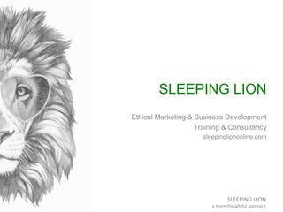 SLEEPING LION
a more thoughtful approach
SLEEPING LION
Ethical Marketing & Business Development
Training & Consultancy
sle...
