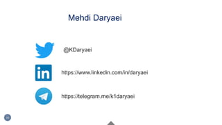 Mehdi Daryaei
30
@KDaryaei
https://www.linkedin.com/in/daryaei
https://telegram.me/k1daryaei
 