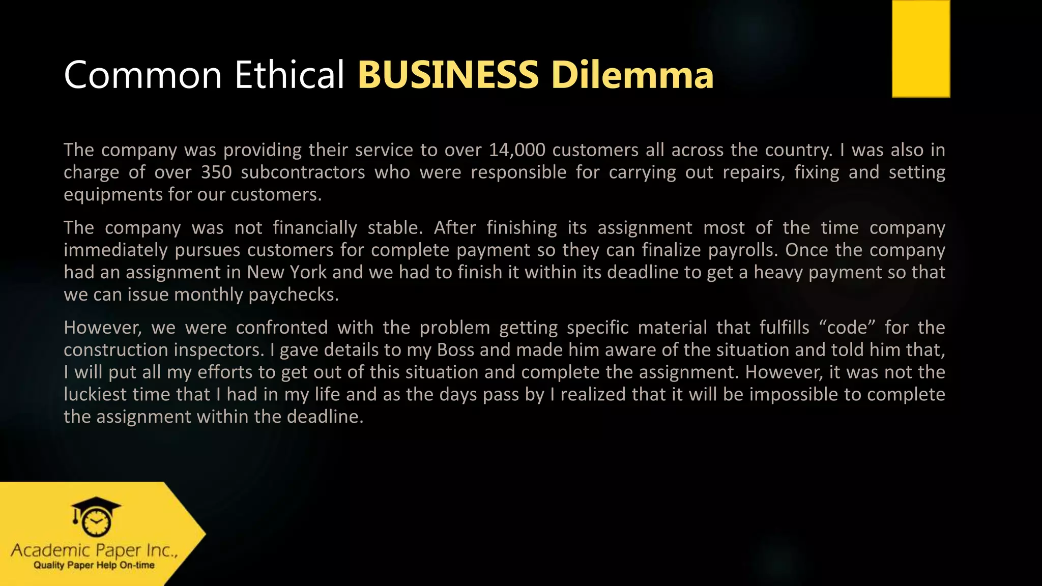 ethical dilemma essay
