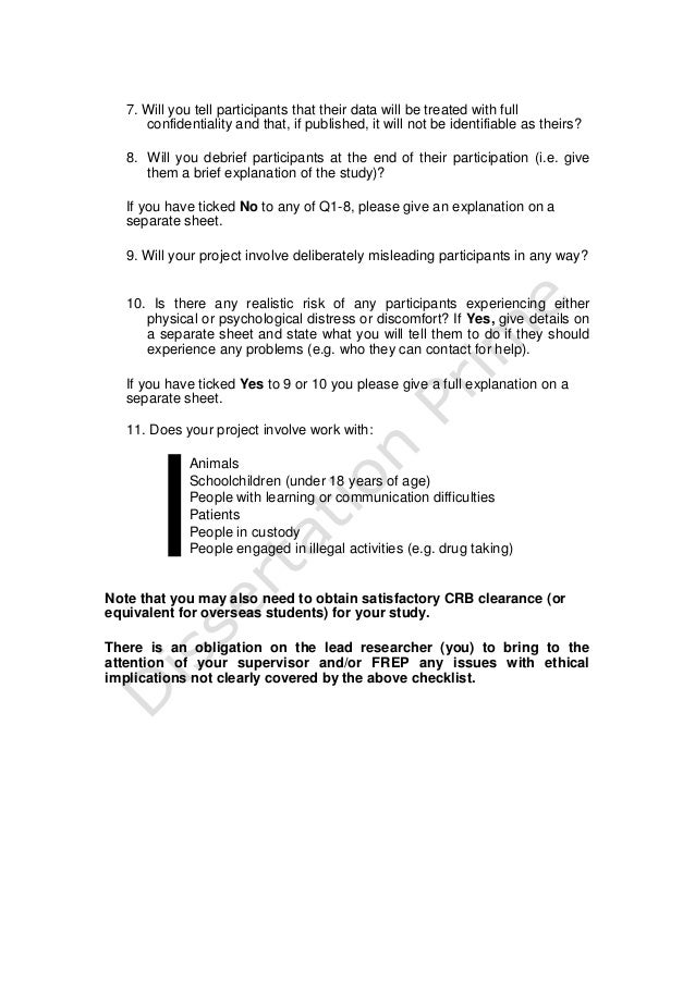 How to write ethic clearance statement