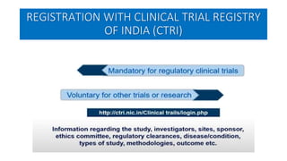 REGISTRATION WITH CLINICAL TRIAL REGISTRY
OF INDIA (CTRI)
 
