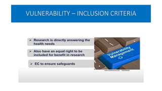 VULNERABILITY – INCLUSION CRITERIA
 