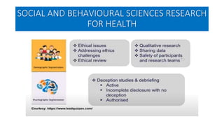 SOCIAL AND BEHAVIOURAL SCIENCES RESEARCH
FOR HEALTH
 