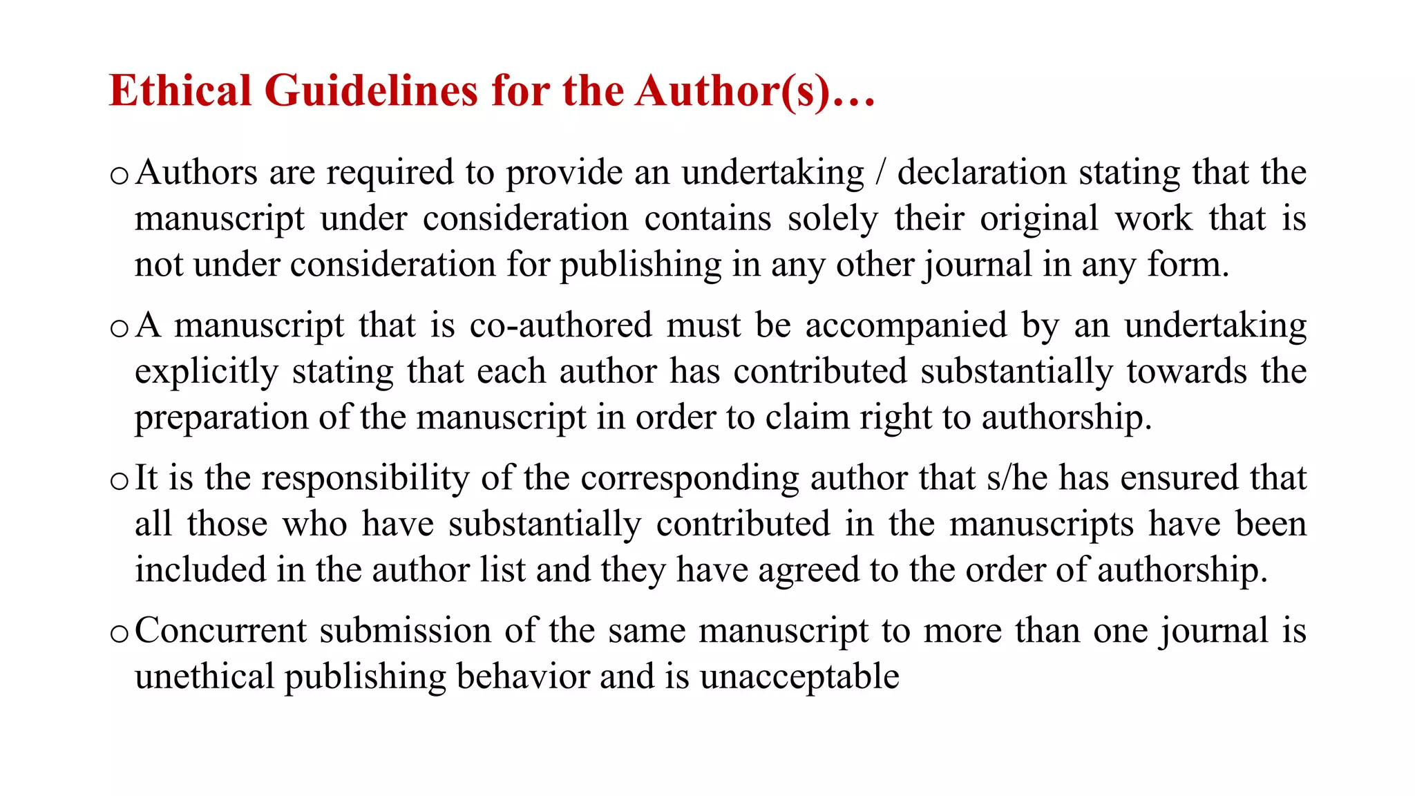 Ethical Guidelines For Academic Publishing Pptx