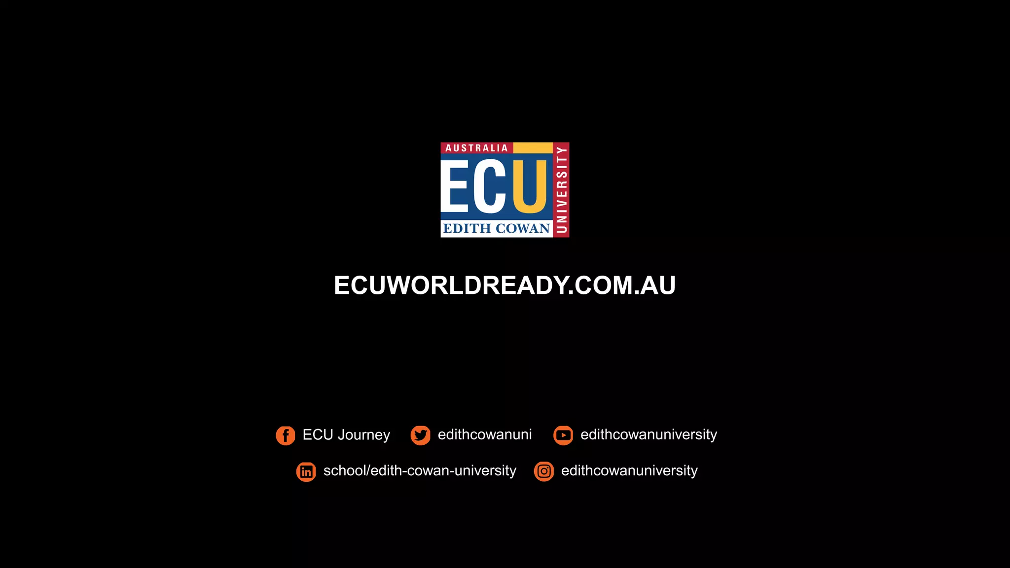 ECUWORLDREADY.COM.AU
ECU Journey edithcowanuni edithcowanuniversity
edithcowanuniversityschool/edith-cowan-university
 