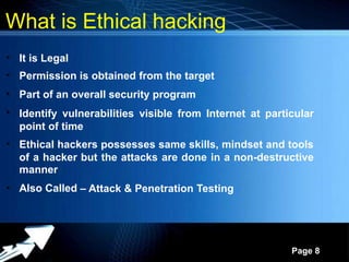Ethical hacking and cyber security intro | PPTX