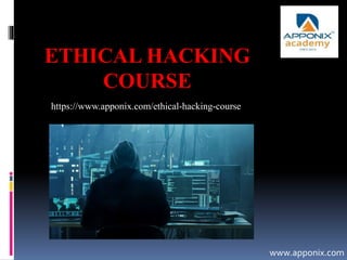 ETHICAL HACKING
COURSE
www.apponix.com
https://www.apponix.com/ethical-hacking-course
 