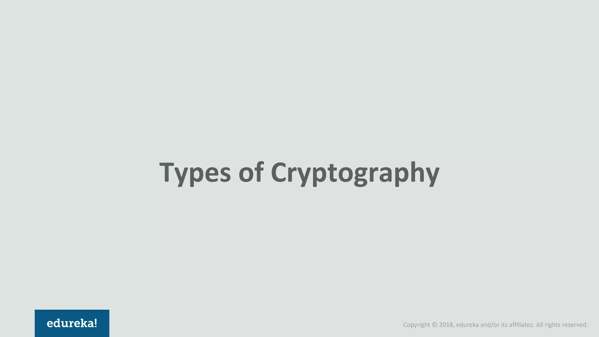 Copyright © 2018, edureka and/or its affiliates. All rights reserved.
Types of Cryptography
 
