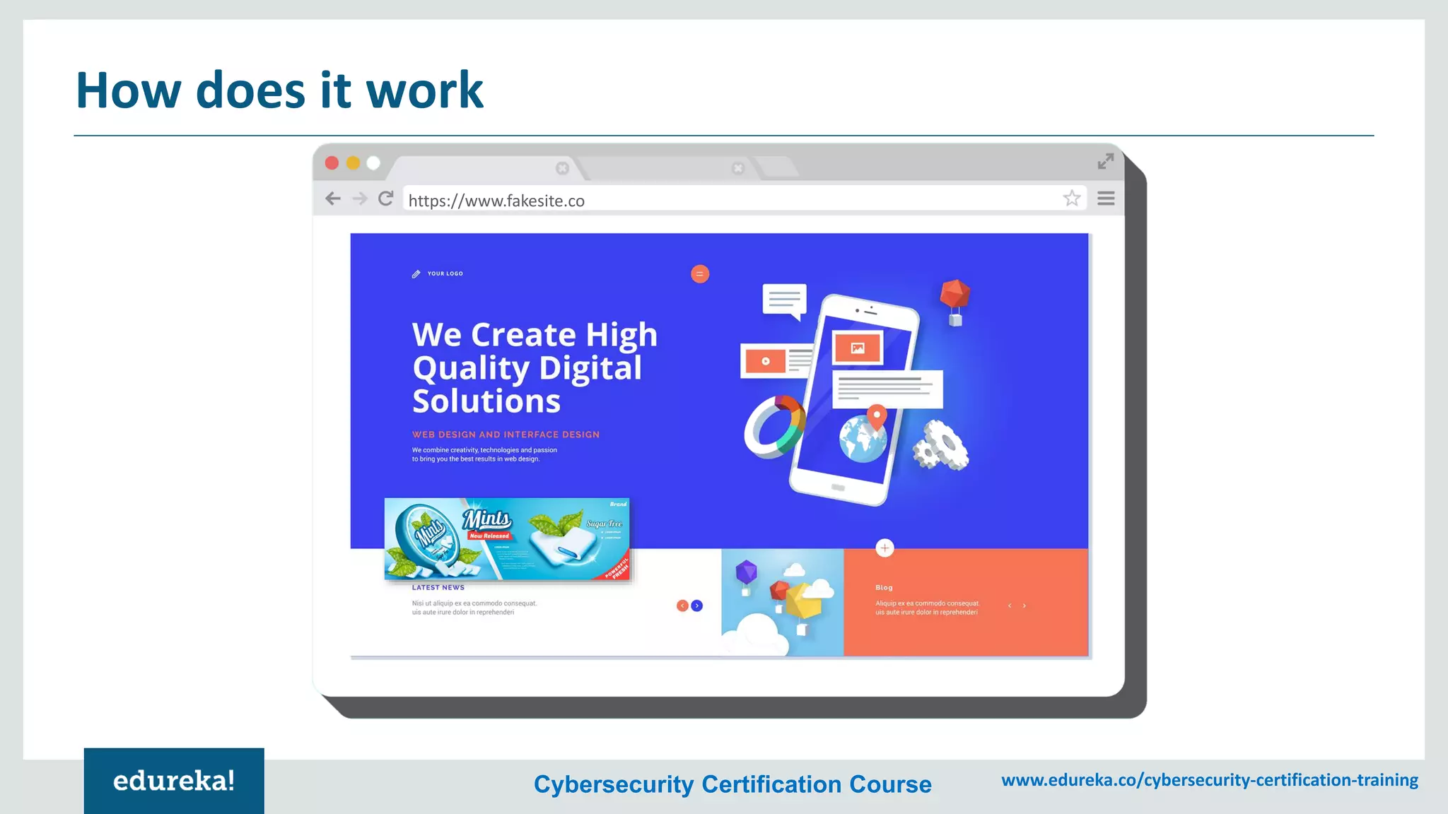 Cybersecurity Certification Course www.edureka.co/cybersecurity-certification-training
How does it work
https://www.fakesite.co
 