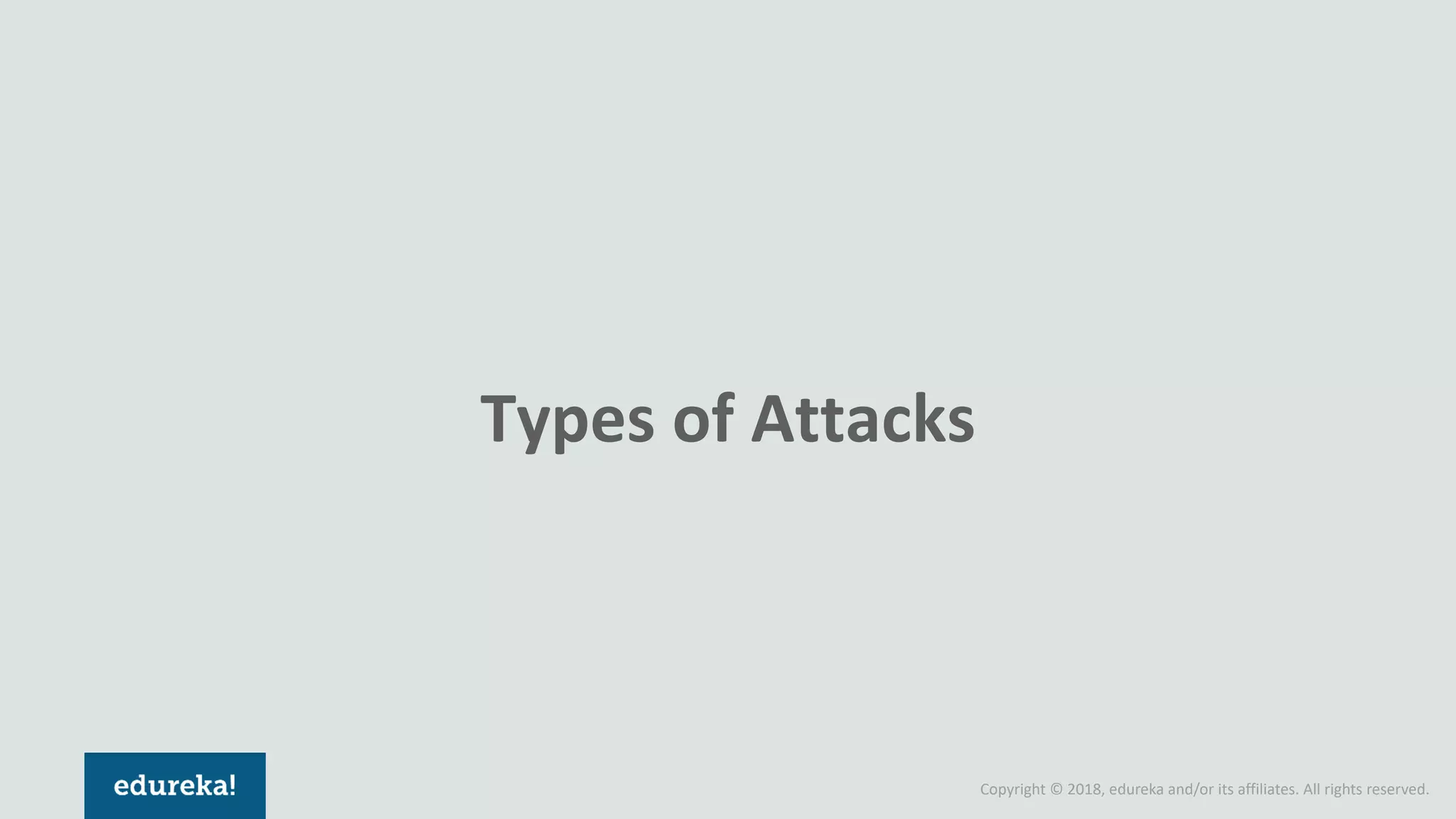 Copyright © 2018, edureka and/or its affiliates. All rights reserved.
Types of Attacks
 