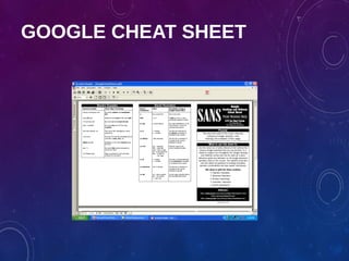 GOOGLE CHEAT SHEET
 