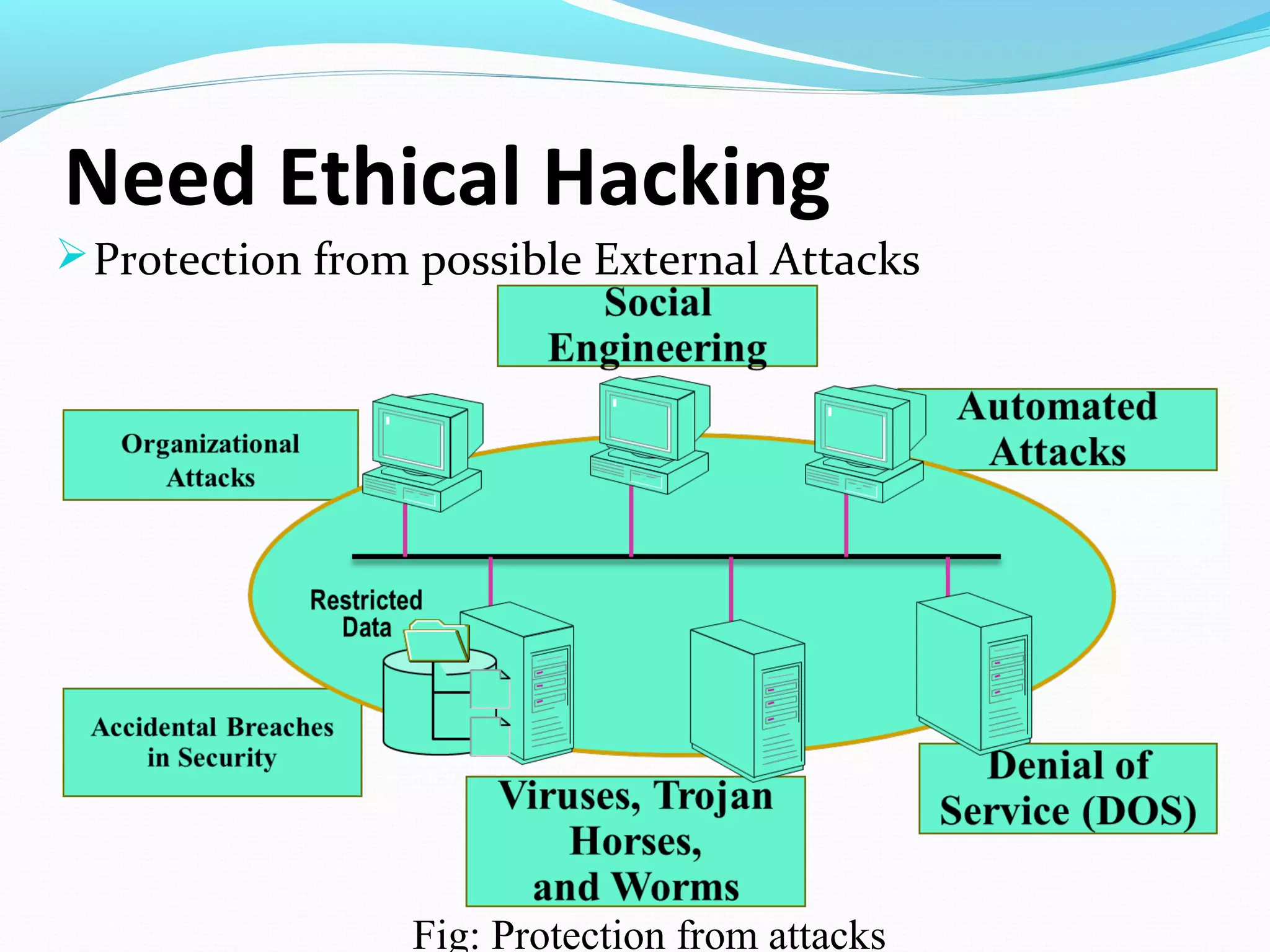 Protection from possible External Attacks
Need Ethical Hacking
Fig: Protection from attacks
 