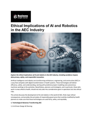 Understanding Aec Technology AI and Robotics in the AEC Industry and Safety Culture | PDF