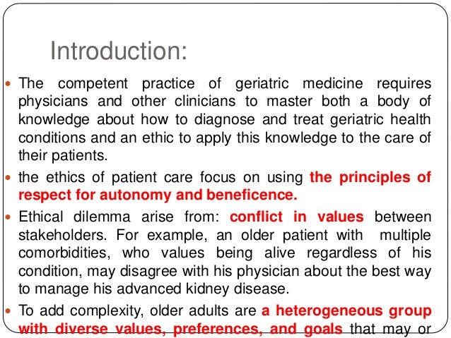 Ethical Issues In Geriatric Care