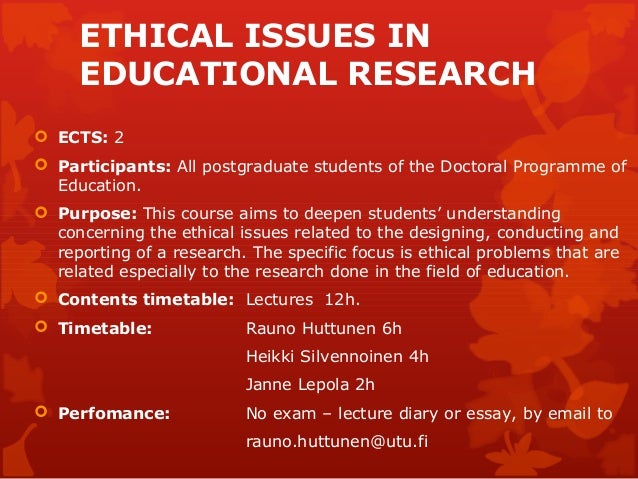 Ethical issues for research papers