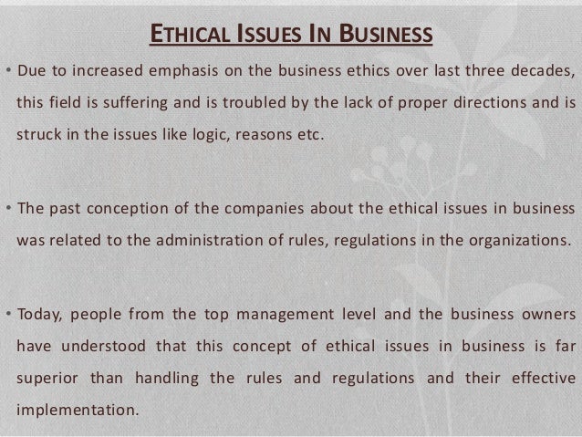 Ethical issues in a business plan