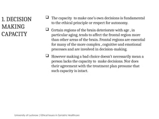 Ethical Issues in Geriatric Healthcare: Principles and Challenges | PPTX