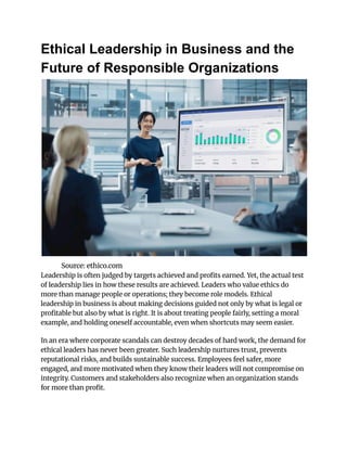 Ethical Leadership in Business and the Future of Responsible ...