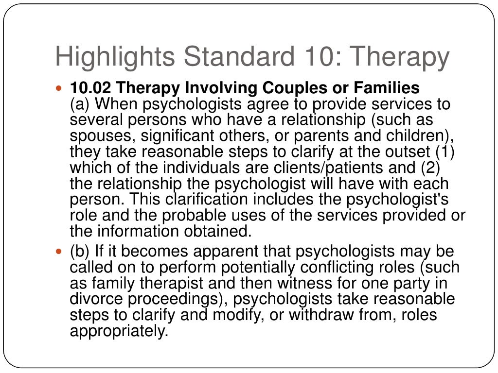 Ethical principles of psychologists and the code of