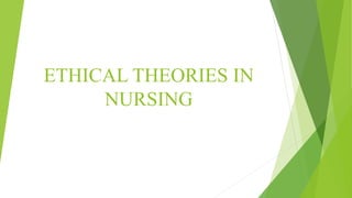ETHICAL THEORIES IN
NURSING
 