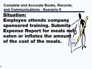 Complete and Accurate Books, Records,
     and Communications - Scenario 9
     Situation:
     Employee attends company
 ...