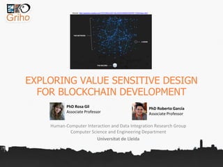 EXPLORING VALUE SENSITIVE DESIGN
FOR BLOCKCHAIN DEVELOPMENT
Human-Computer Interaction and Data Integration Research Group...