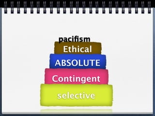paciﬁsm
  Ethical
ABSOLUTE
Contingent
 selective
 