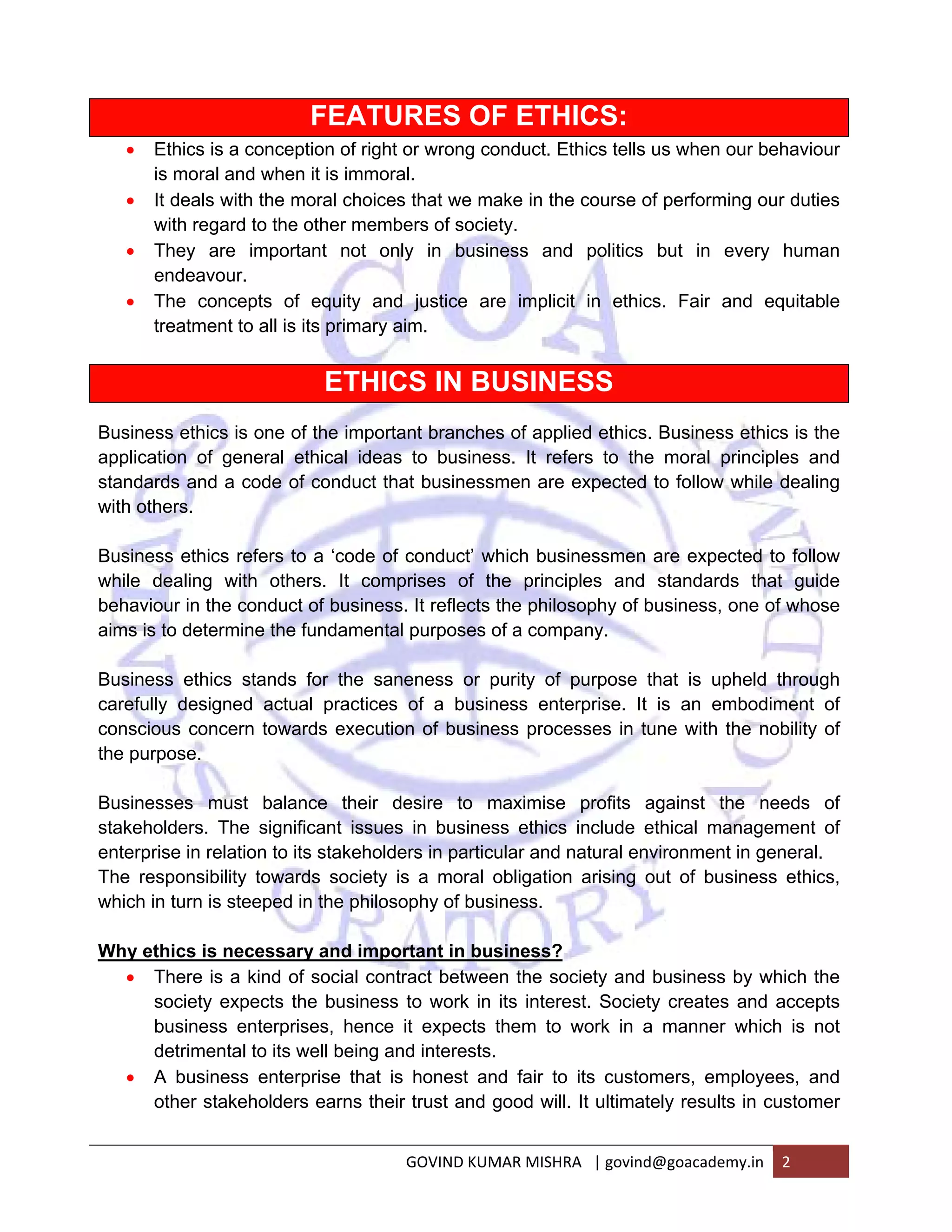 Ethics, Governance and Sustainability | PDF