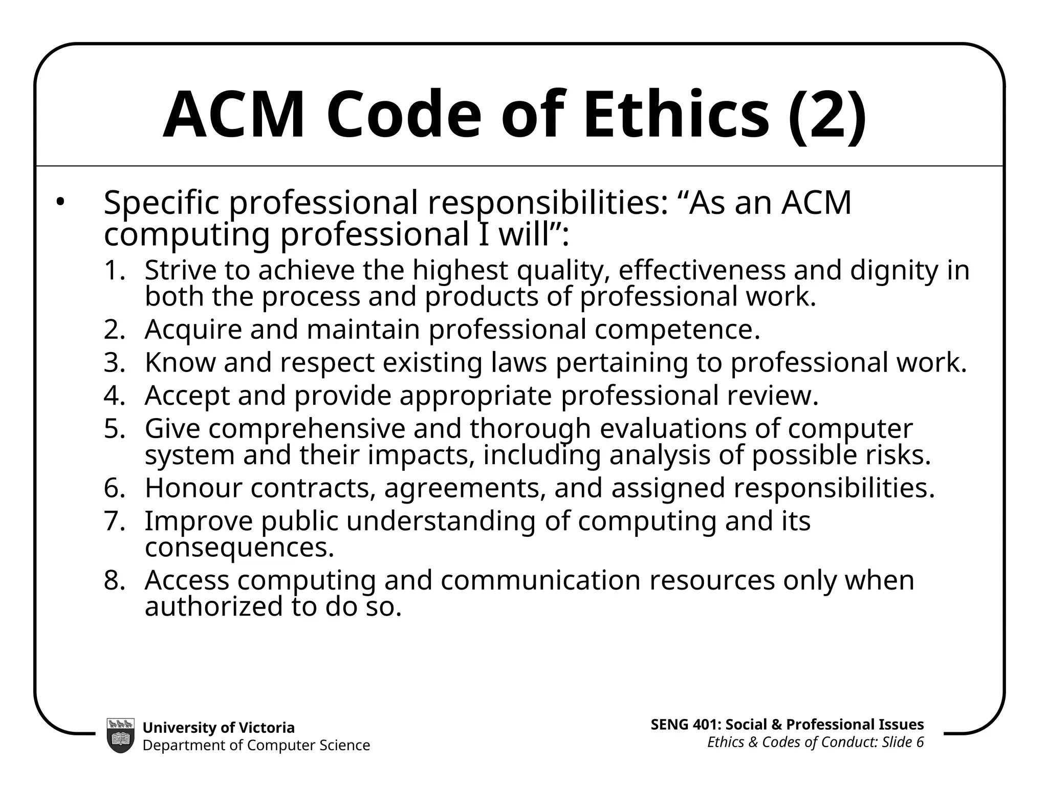 Professional Code Acm Ethics AND CODE OF CONDUCT AND BRANCHES.ppt