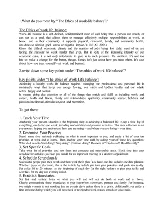 Ethics of work life balance | PDF