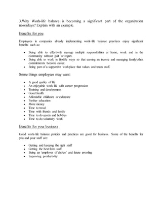 Ethics of work life balance | DOCX