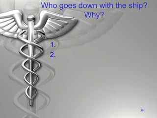 Who goes down with the ship?
Why?
1.
2.
58
 