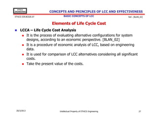 Concepts and Principles of Life Cycle Cost (LCC) and Effectiveness | PDF